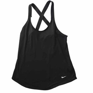 Nike Dri Fit Elastika Criss Cross Strappy Tank Top Womens S Small Black Gym EUC